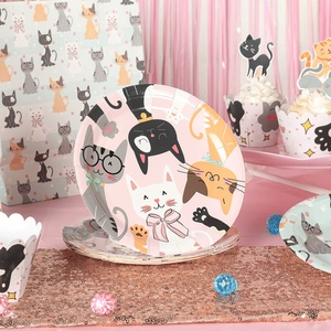 ชุดจานกระดาษลายการ์ตูนสัตว์สีชมพูสำหรับงานเลี้ยงวันเกิดแมว DAMAI อุปกรณ์จัดงานเลี้ยงวันเกิดแมวแบบใช้แล้วทิ้ง ชุดจานกระดาษลายสัตว์สำหรับตกแต่งงานเลี้ยงวันเกิดเด็ก - Product Image 3