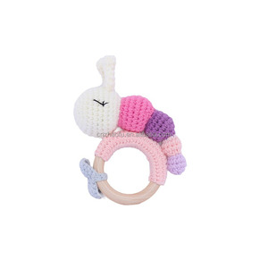 Bois bio coton <span class=keywords><strong>licorne</strong></span> Crochet hochet dinosaure animaux en peluche enfant jouets mordant <span class=keywords><strong>anneau</strong></span> musique Shaker - Product Image 6