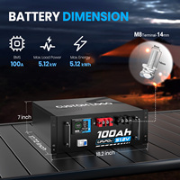 Batterie de rack de serveur LiFePO4 5,12 kWh, 51,2 V 100 Ah, BMS intelligent, surveillance Bluetooth, écran LCD, pour systèmes ESS solaires