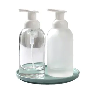 Dispenser di sapone liquido con pompa in schiuma per le mani in plastica 250ml 375ml flacone disinfettante per le mani smerigliato pompa in schiuma per bottiglia di vetro scintillante trasparente