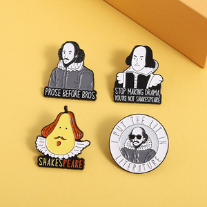 Ensemble de broches <span class=keywords><strong>Shakespeare</strong></span> culturelles, épingles de personnage littéraire de créateur, lettres en métal peintes, épingles de revers vintage, collection - Product Image 4