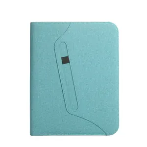 Leather Business Portfolio Filing Folder A4 Document Bag Organizer Notepad Holder with Zipper