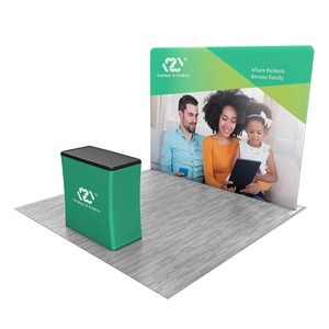 Kit d'affichage pop-up SEG plat de 10 pieds pour salon professionnel avec comptoir de réception, stand d'exposition portable - Product Image 1