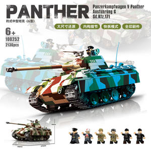 Char Panthère Allemand Militaire de la Seconde <span class=keywords><strong>Guerre</strong></span> <span class=keywords><strong>Mondiale</strong></span> MOC Blocs de Construction Jouet d'Ingénierie WW2 Army Tank 6 Soldiers For Military Fan - Product Image 4