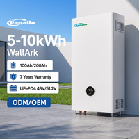 Batterie murale LiFePO4 de 5 à 10 kWh pour stockage solaire domestique, avec BMS intégré pour système solaire hybride hors réseau résidentiel