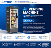 Máquina Expendedora Inteligente LERKE con Monitoreo Remoto, Refrigerador Individual de 400L para Frutas, Productos Frescos, Vegetales y Bebidas
