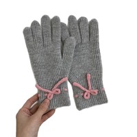 Gants cinq doigts mignons en acrylique/tricot de coton pour femme, chauds d'hiver, compatibles écran tactile, pour le cyclisme, style uni, longueur poignet