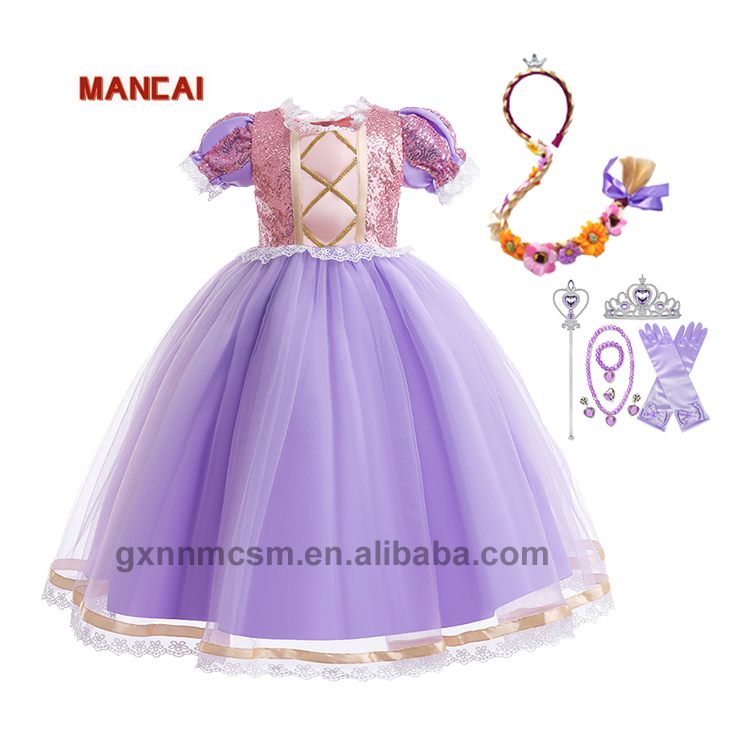New Arrival TV&Movie Princess Dress Wigs Accessories Carnival Girls Snow Queen Kids Rapunzel Sofia Cosplay Halloween Costume