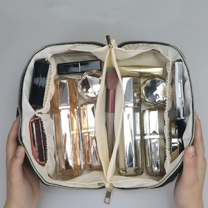 Sac de maquillage de voyage pour femmes, sacs de toilette pliables, organiseur imperméable parallèle avec compartiments - Product Image 4