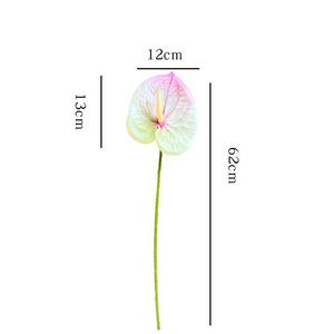 Real Touch 12 Kleuren Enkele Stam Kunstmatige Anthurium 62Cm Premium Pu Decoratieve Faux <span class=keywords><strong>Plant</strong></span> Voor Bloemstuk Home Decor - Product Image 6