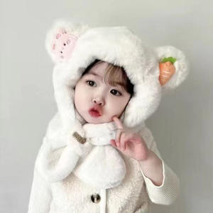 Conjunto de Gorro y Bufanda para Niños HY Otoño/Invierno, Unisex, de Felpa, con Estampado de Rayas, Calentador de <span class=keywords><strong>Cuello</strong></span> Grueso, Protector de Orejas - Product Image 6