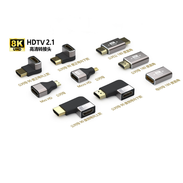 8K 60Hz for Adapter Converter Aluminum Alloy 90 Degree Male to Female for Laptop Video Transmission