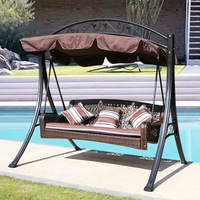 Balançoires de jardin en métal très vendues avec auvent réglable en polycarbonate pour jardin, cour, parc, bord de piscine