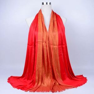 Pañuelo Hijab Musulmán Dorado Brillante para Mujer, Primavera, Viscosa Larga, Gran Venta - Product Image 2