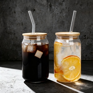 Custom Snow Globe <span class=keywords><strong>Glass</strong></span> <span class=keywords><strong>Cup</strong></span> 16oz Borosil Iced Coffee <span class=keywords><strong>Glass</strong></span> Drinkware Taza Sublimación Vaso de vidrio con tapa y pajita - Product Image 3