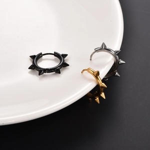 1 Paire/2 Pièces Boucles d'oreilles créoles en fil conique en acier inoxydable avec rivets couleur or PVD, style Punk Hip-hop, bijoux tendance, cadeau, vente en gros - Product Image 3
