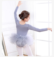 L005 Justaucorps de ballet à manches longues pour filles, jupe en tulle rose, robe de gymnastique et de danse pour enfants, tenue de performance sur scène