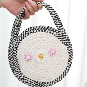 Solid color creative <b>straw</b> woven <b>bag</b> for women, fresh and fashionable cotton rope woven <b>bag</b>, vacation style women's shoulder - Product Image 4