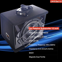 Subwoofer actif pour voiture 12 pouces 800W 2+2 Ohm RMS, caisson de subwoofer trapézoïdal avec amplificateur de voiture monobloc