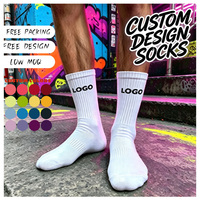 Chaussettes OEM pour hommes en coton peigné, nouvelle marque East, chaussettes mi-mollet rayées tricotées, athlétiques, avec logo personnalisé