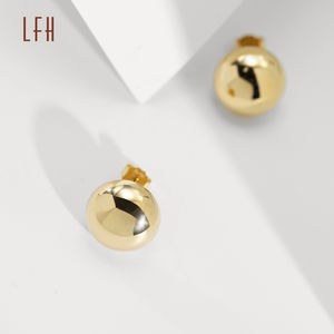 LFH 18K ต่างหูห่วงกลมสีทองขนาดใหญ่อ้วน Au750ต่างหูแฟนซีสไตล์วินเทจพร้อมเพทายทอง18K แท้ - Product Image 4