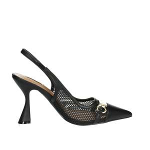 Ferre Women's Slingback <b>Pumps</b> <b>Black</b> F-361 Pointed Toe Mesh Heels - Product Image 4