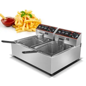 Friteuse électrique à gaz ou électrique, appareil à deux cuves, friture