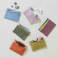 Nouvelle conception de petite trousse de maquillage en coton biologique, porte-monnaie en sergé brodé au point de croix