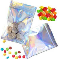 Sac d'emballage en plastique imprimé personnalisé sac d'emballage alimentaire biodégradable fermeture à glissière avec fenêtre transparente sac en mylar holographique