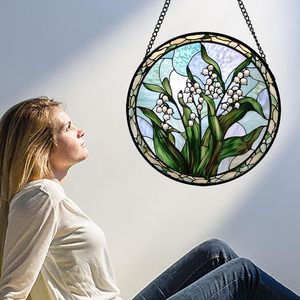 Colgante de ventana de acrílico colorido, parasol de lirios verdes blancos de flor de <span class=keywords><strong>Wally</strong></span> para la decoración del hogar de la puerta - Product Image 4