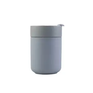 YML工厂批发陶瓷水瓶带硅胶保护咖啡杯带盖紧凑型便携式家用标记杯