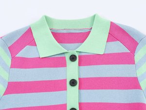 SHENZHU Style Européen et Américain Nouvelle Collection Printemps 26 <span class=keywords><strong>Pull</strong></span> Tricoté Décontracté Simple à Rayures à Manches Longues avec Col pour <span class=keywords><strong>Femme</strong></span> 5536015 - Product Image 3