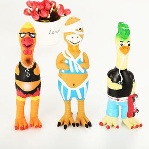 Jouet à mâcher en latex pour chien, style poulet amusant et écologique, avec couineur, pour la dentition, utilisation en intérieur - Product Image 1