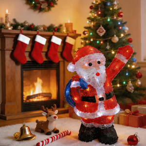 38cm Acrylic Santa Claus with Backpack Christmas LED <strong>Light</strong> 40L White Battery Operated <strong>Timer</strong> IP44 Waterproof Outdoor Garden Decor - Product Image 2