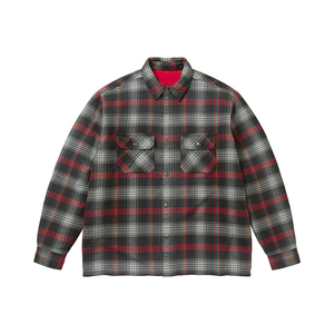 Custom <strong>Men</strong> Workwear <strong>Shirt</strong> Jacket Quilted Lined Flannel Plaid Single Breasted Double Chest Pockets <strong>Warm</strong> Loose Fit Casual Outdoor - Product Image 1