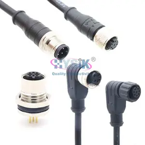 Industrial automation M12 micro connector M12 cable cord set 2 3 4 5 6 8 12 17 pin overmolded cable