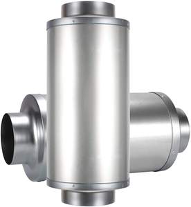 Silenciador de conducto de acero galvanizado-Aislamiento acústico de calibre pesado para ventiladores de sala de cultivo de silenciamiento de cilindros de 5 "/6" y sistemas HVAC - Product Image 1