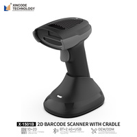 Lecteur de codes-barres 1D 2D sans fil Xincode, portatif, longue portée de transmission, distance de lecture de 90 mm, avec support