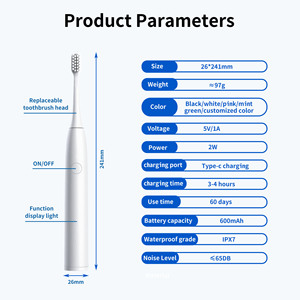 Cepillo de Dientes Eléctrico para Adultos de Alta Calidad OEM, con Cerdas Suaves, Tres Modos de Limpieza, Temporizador Integrado y Carga Inalámbrica - Product Image 3