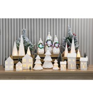 Figurine Desa Natal Keramik Putih Berongga Terbaru Berkualitas Tinggi Dengan Lampu LED di Dalamnya - Product Image 5