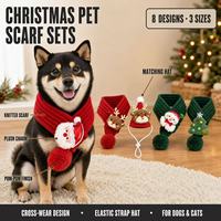 Ensemble de bandanas sportifs pour animaux de compagnie pour l'hiver et Noël, écharpes et cache-cols en tricot doux pour chats et chiens, accessoires parfaits pour les fêtes