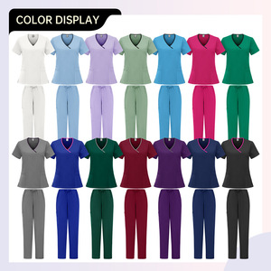 Women's Hospital Scrub Set Moisture Wicking Quick Dry Knitted Split Uniform For Nurses Doctors Workwear Size S XXL - Product Image 3
