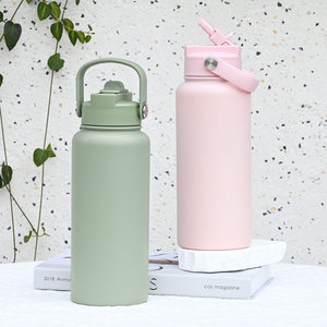 Bouteille d'eau isotherme personnalisée OEM 32oz avec boîte, couvercle anti-poussière verrouillable avec paille, en acier inoxydable, pour le fitness - Product Image 1