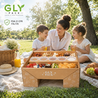 Boîte à pâtisserie en kraft personnalisée avec compartiments pour fruits, gâteaux, collations, goûter, pique-nique, restauration, emballage alimentaire à emporter