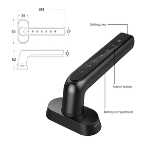 सार्वभौमिक 43 मिमी छेद अंतराल स्मार्ट दरवाजा हैंडल एल्यूमीनियम मिश्र धातु पासवर्ड लीवर लॉक होम ऑफिस त्वरित रेट्रोफिट स्थापना के लिए - Product Image 5