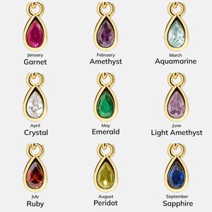 Venta al por mayor Crystal Eye Number Teardrop Birthstone Acero inoxidable Charms - Product Image 2