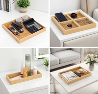 Offre Spéciale Usine : Ensemble de 7 Plateaux Carrés en Bambou Durables et Écologiques avec Poignées pour la Maison, la Cuisine, les Fêtes, les Apéritifs, les Boissons et les Collations
