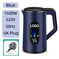 Bouilloire électrique en acier inoxydable 3L 1500W avec contrôle numérique et arrêt automatique pour usage domestique