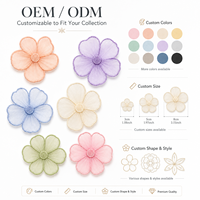 Adornos de Organza Bordados con Flores, Elegantes y Transparentes, para Decoración de Empaques y Pedidos OEM, Venta al Por Mayor