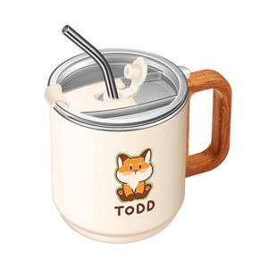 Taza de Café AkL de Acero Inoxidable 316, 430 ml, Asa con Diseño de Madera, Doble Capa Aislada, con Tapa, para Oficina - Product Image 3